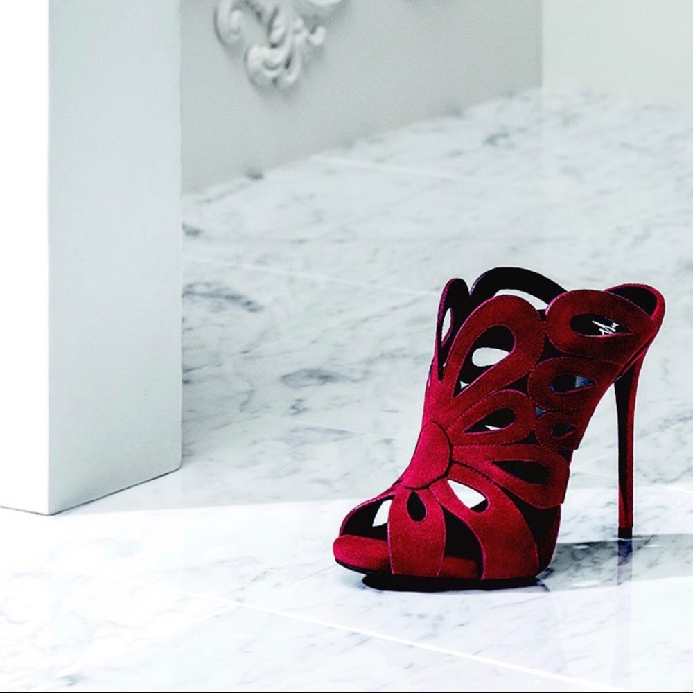 GIUSEPPE ZANOTTI Red Open Toe Mules - NEW - Picture 7 of 8